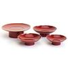 Maeju Lacquerware Toso Set, Shining Vermilion Red with Crane and Phlogopite Design, Includes Sake Cup, Choshi, and Toso Stand, Traditional Craftsmansh