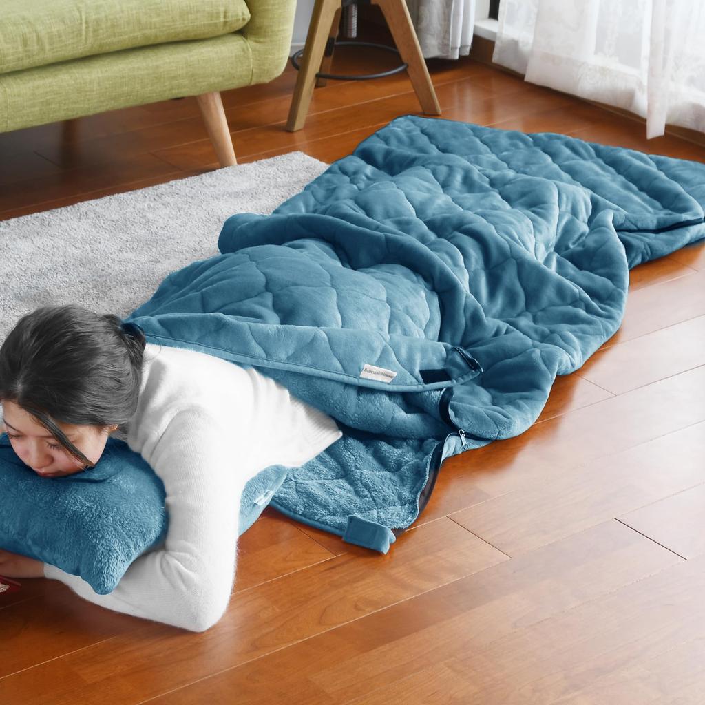 Broccoli House Sleeping Blanket for Home Winter Antibacterial and Odor Storage for Disaster Guest 80 X 185 Turquoise Green Bag, Type, Connectable,