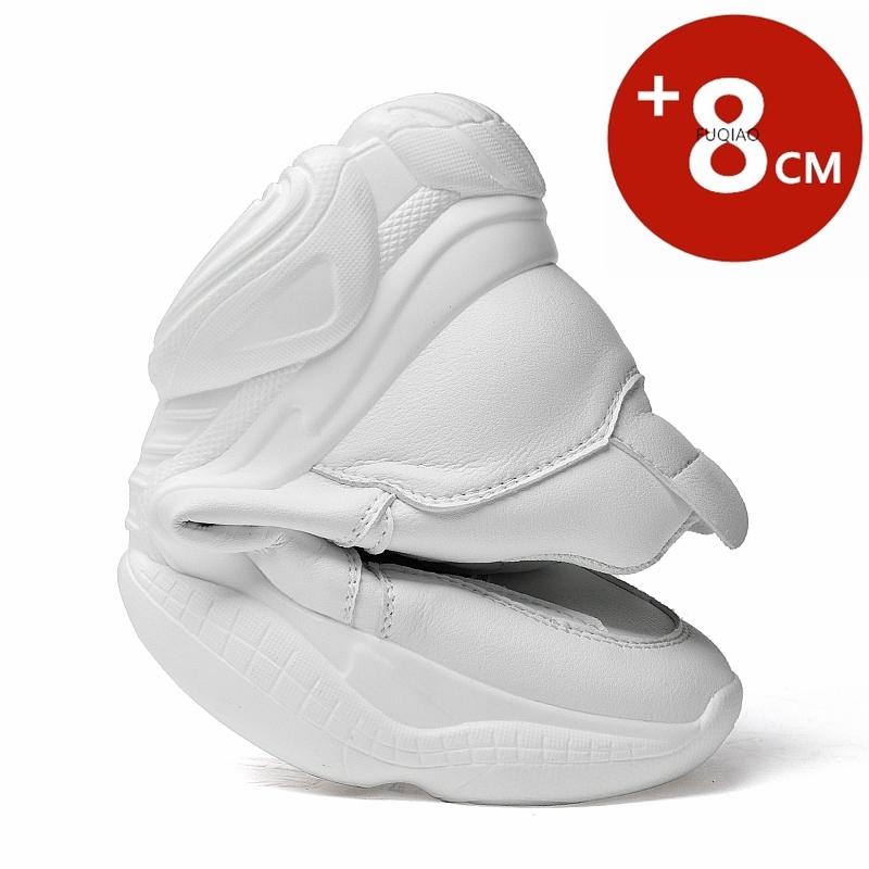 Herren Unsichtbare Höhenerhöhende Sneaker Rindsleder Dicke Sohle Bequem 8CM Absatzschuhe Lift Sport Mann Papa Schuhe