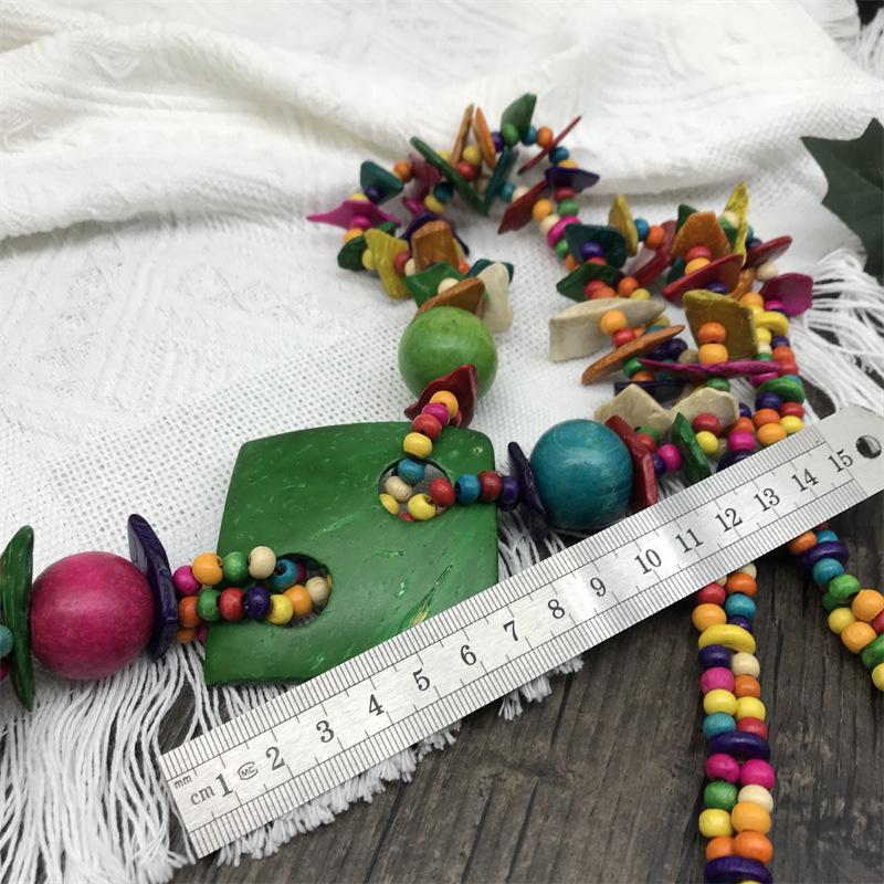 Colorful Bohemian Wooden Necklace: Natural Style, Ideal for African Beach Tourism.