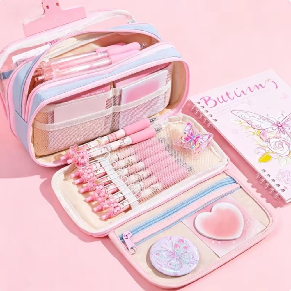 Large Capacity Pen Bag Multi-Pockets Stationery Bag Durable Pencil Case