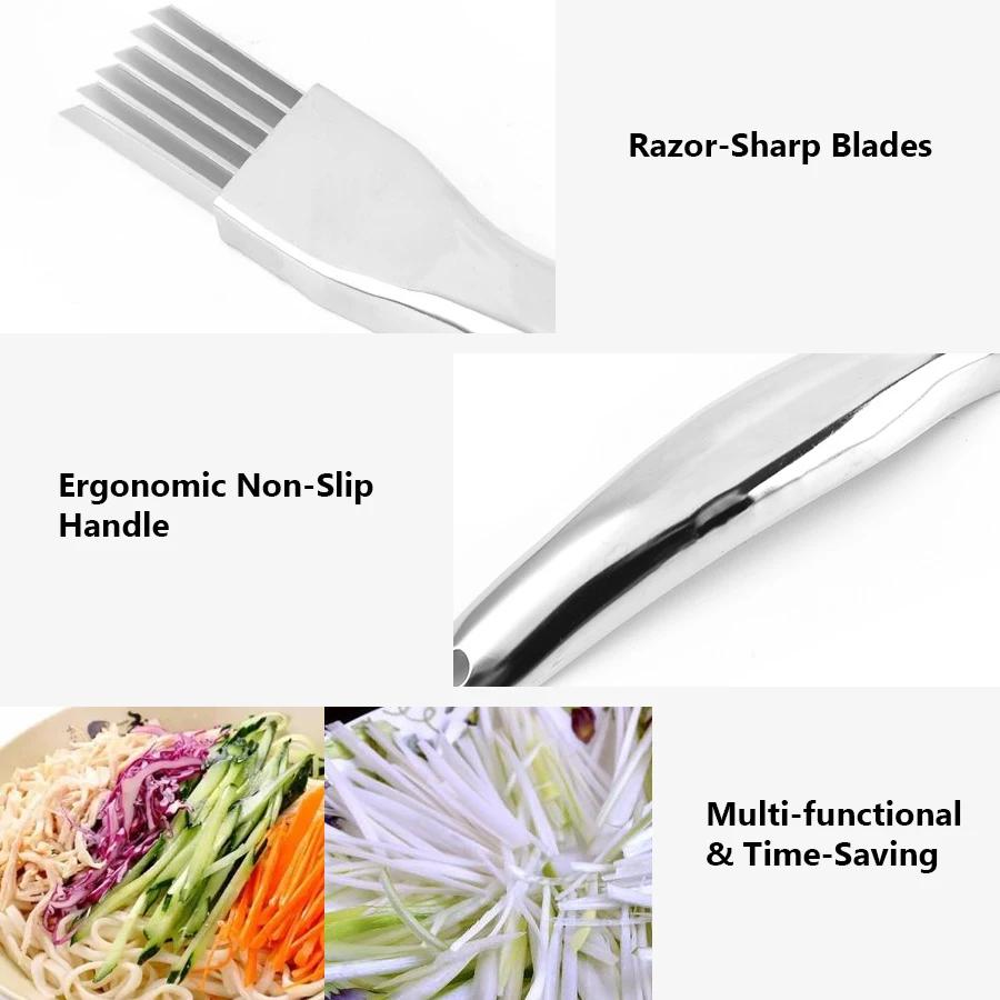 Premium Stainless Steel Kitchen Knife for Chopped Green Onion with Curved Handle Design Food Speedy Chopper Silk the Knife