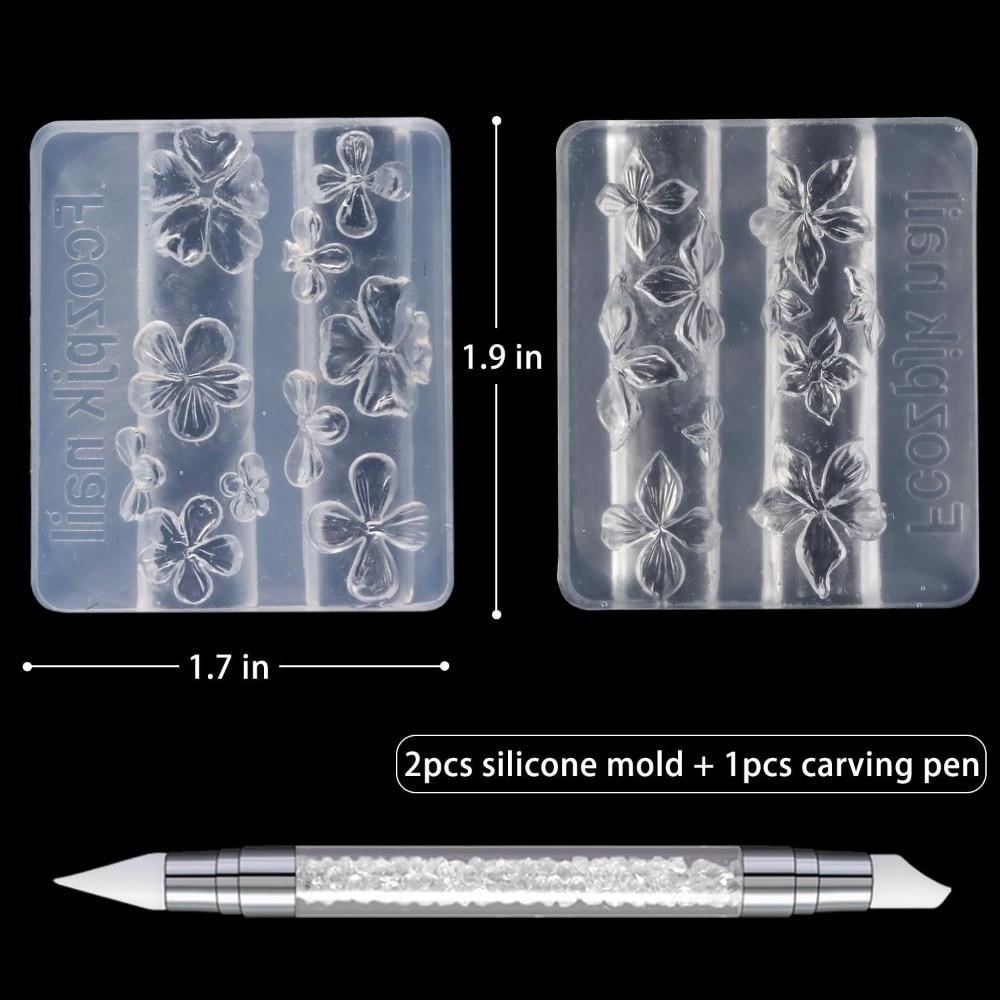 3D Design Nagel Carving Form Klare Silikon 3D Silikon Nagelkunst Formen DIY Nagel Zubehör