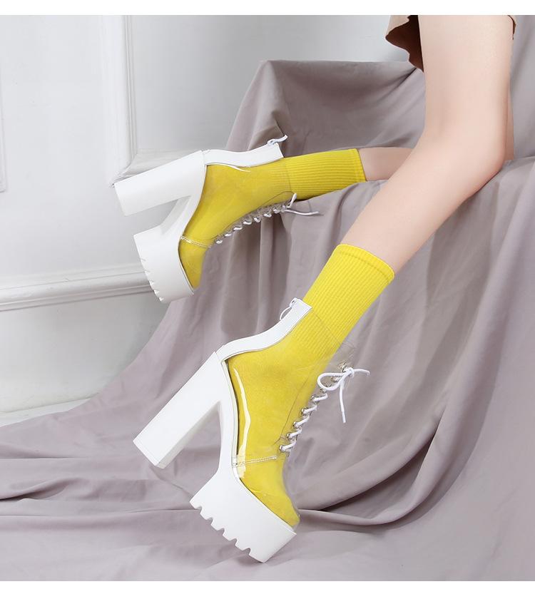 2025 Bar Nightclub Stage Performance Transparent 14cm Super High Heel Women's Shoes Waterproof Table Thick Heel Short ZYW-831-15