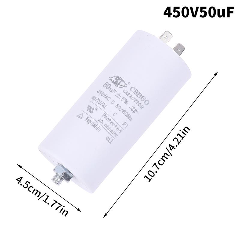 Cbb60 Starting Capacitor 6Uf~100Uf Motor Capacitor 50 / 60Hz 450Vac With M8 Screw For Electric Motor/Washing Machine