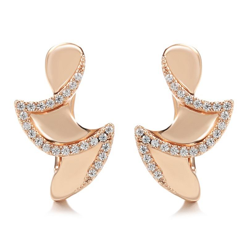 Angel Wings Hollow Stud Earrings 18K Gold Plated Zircon Sparkling Elegant Party Earrings for Women