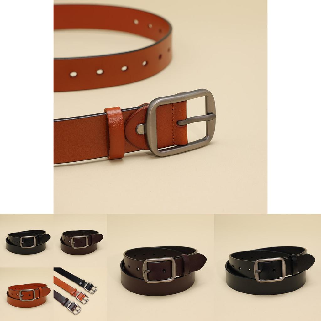 Genuine Leather Belt For Men And Women Business Casual With Round Buckle For Office Wear