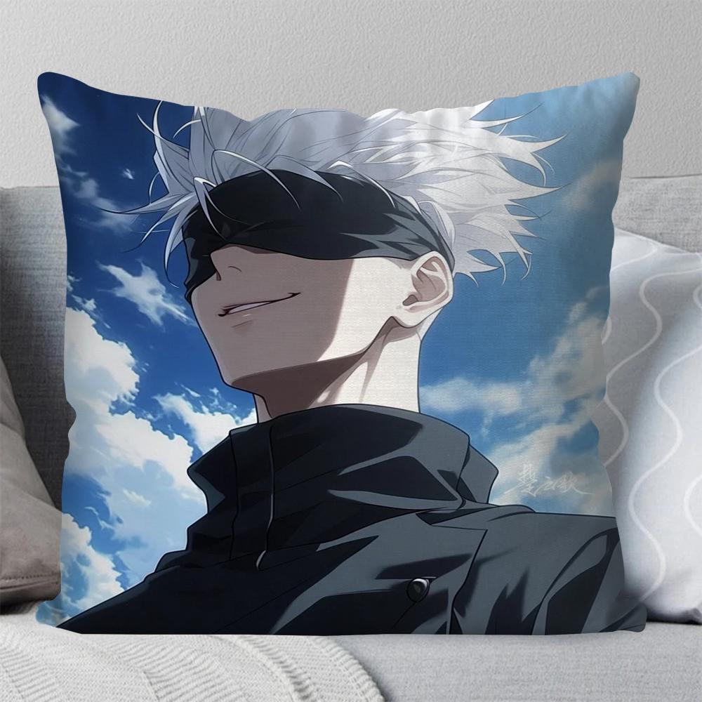 1Pc Satoru Gojo Anime Jujutsu Kaisen Pillow Case Square Pillow Bedroom Sofa Leisure Cushioncar Living Room Home Decoration 40X40