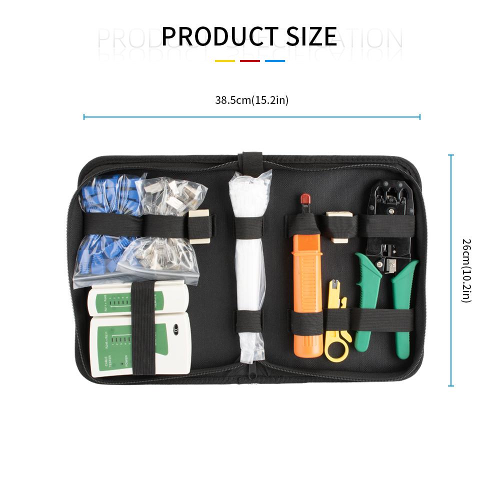 Handskit Network Repair Kit RJ45 RJ11 RJ12 Crimping Pliers Wire Stripper Connectors Cable Tester and Spring Clamp