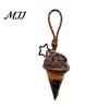 Ice Cream Cone Keychain Pendant, Bag Charm with Braided Lanyard, Backpacks Hanging Accessory Lightweight