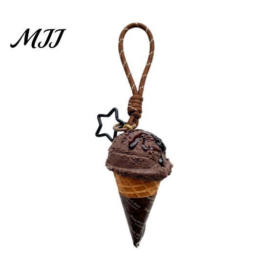 Ice Cream Cone Keychain Pendant, Bag Charm with Braided Lanyard, Backpacks Hanging Accessory Lightweight