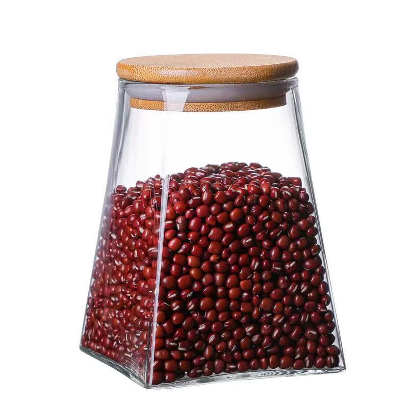 QXING Round & Square Transparent Glass Sealed Storage Jars with Lids