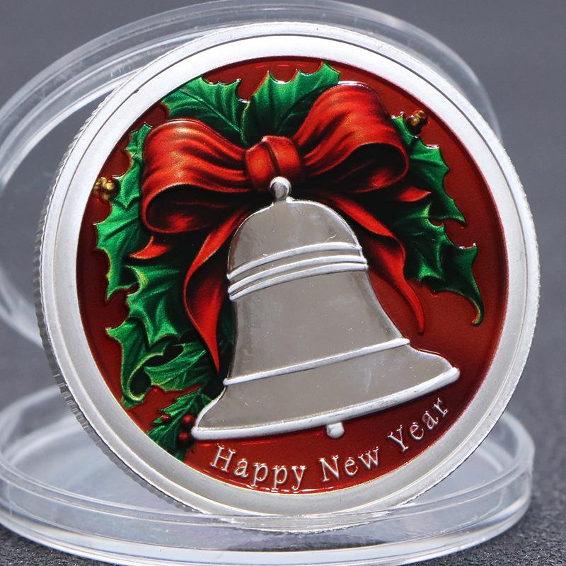 Europeisk och amerikansk jultomte, guldpläterad och silverpläterad, minnesmynt, medaljer, nyårsgåvor, julklapp, julstrumpa