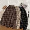 Spring Autumn Retro Long Sleeve Plaid Shirt Korean Fashion Versatile Autumn Plaid Shirt Loose Versatile Top