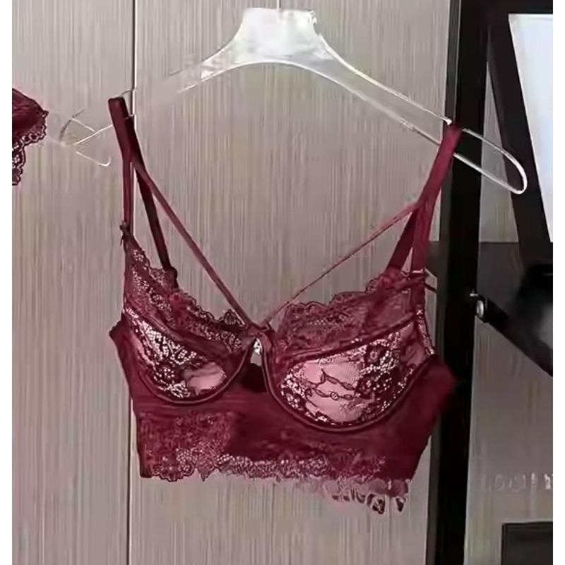 Damen Sommer Ultra Dünn Sexy Spitze Großer Busen Zeigen Kleiner Empfang Paar Brüste Tropfschutz Unterwäsche