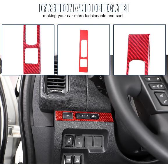 Headlight Switch Button Frame Cover Trim Compatible with Nisan Frontier 2022-2024,Soft Carbon Fiber Center Console Head Light Lamp Control Switch