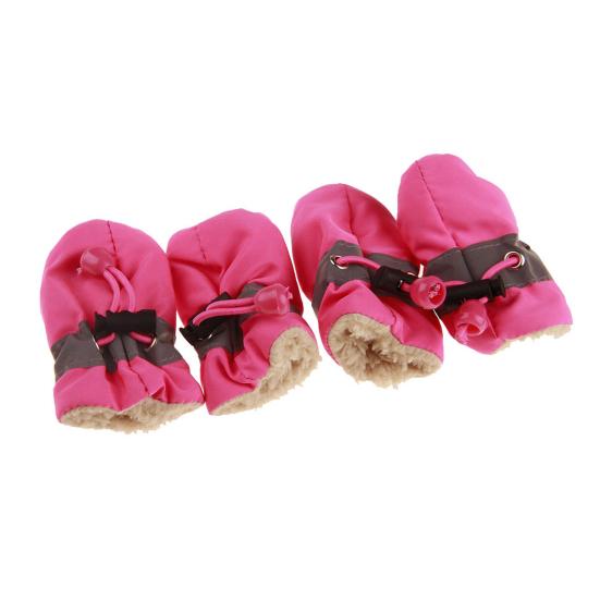 4Pcs Winter Dog Puppy Anti-Slip Sole Adjustable Boots with Shoes Warm Waterproof Fleece Lined Dog