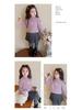 Girls' Fleece-Lined Long-Sleeve T-Shirt - Autumn/Winter Semi-High Collar Top