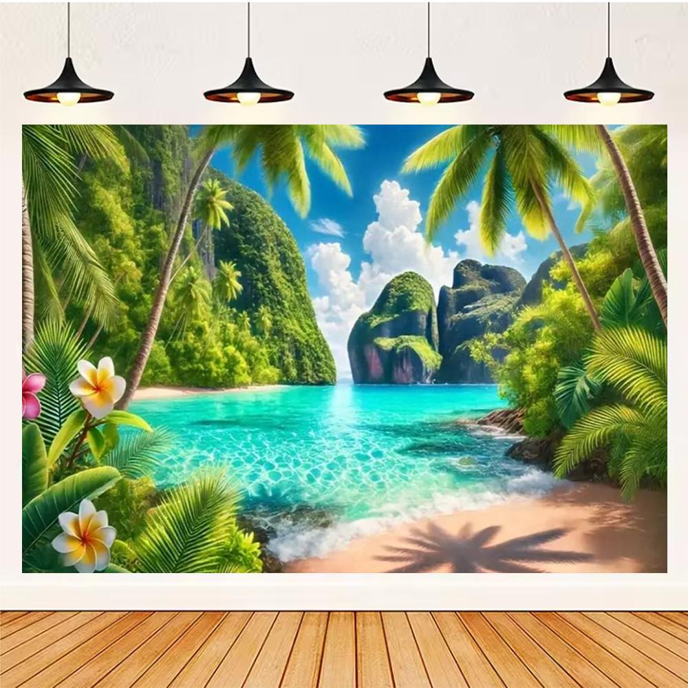 Summer Hawaii Party Supplies Background Banner Decoration Aloha Coconut Tree Surfboard Baby Shower Backdrop Photography Props