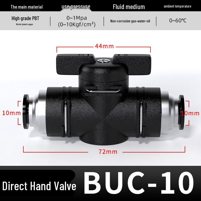 Pneumatic Hand Valve Set with Quick-Plug Connectors BUC 4/6/8/10mm