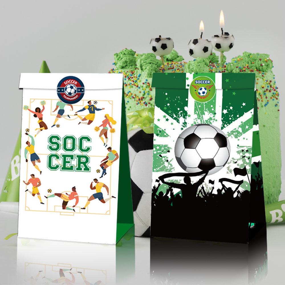 European World Cup Football Gift Packaging Bag with Green Field Kraft Paper and Club Sticker