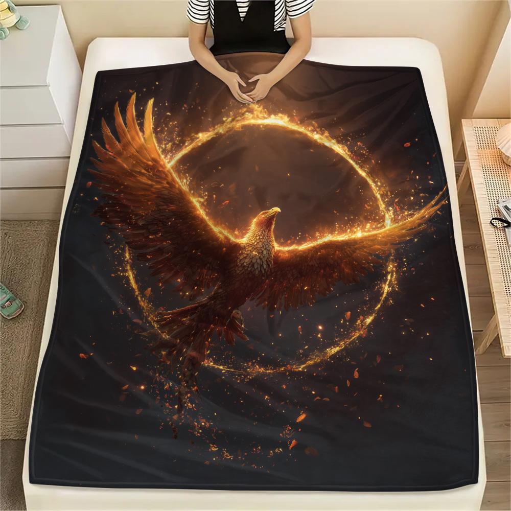 Flame Phoenix  Print Flannel Blanket, High quality Comfortable for All Seasons, Home Decor, Warmth and Comfort