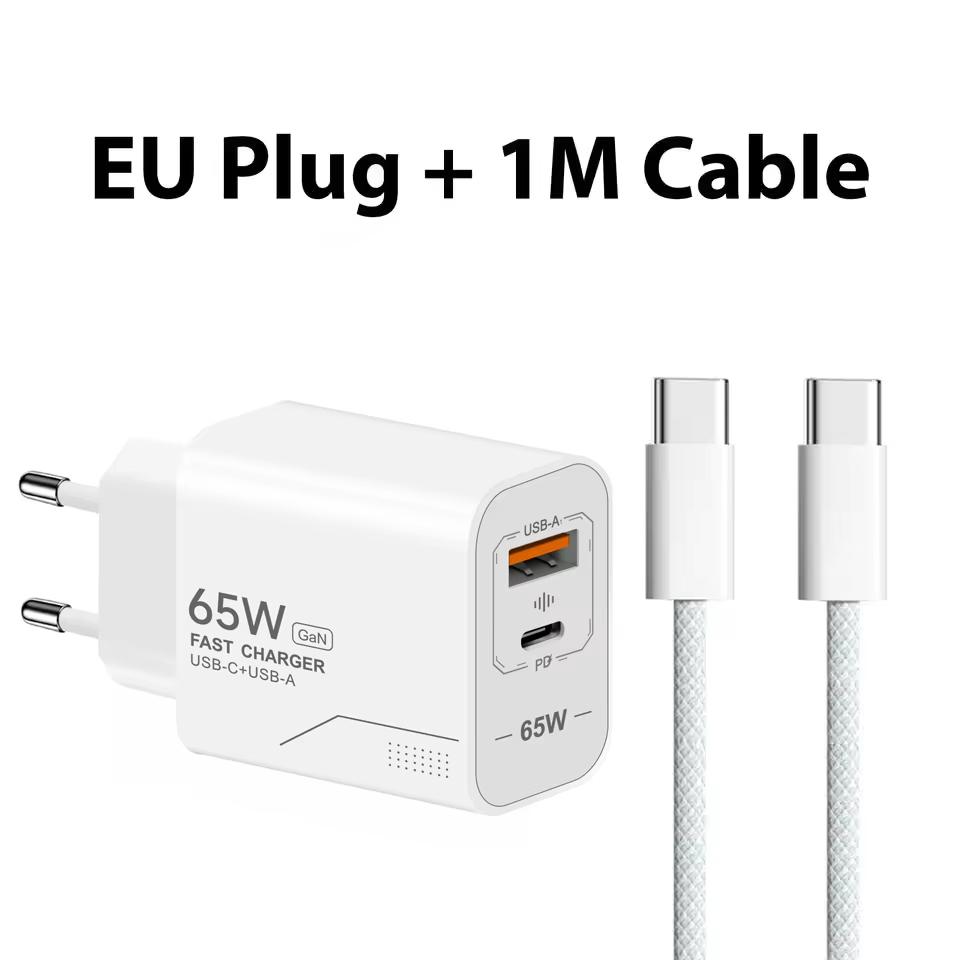 PD65W Fast Charger Full Protocol Mobile Phone Charging Head A+C Multi Port Charging Head Adapter EU/US Plug Wall Charger