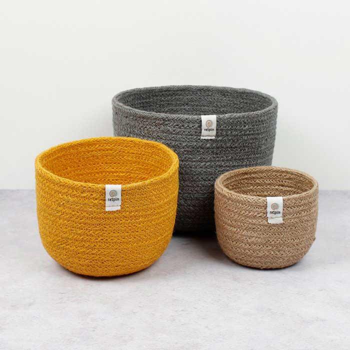 Mini ciotole alte in juta, set da tre - spiaggia