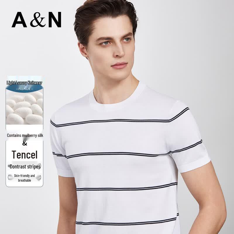 Men s Silk Lyocell Blend Round Neck T-Shirt 54