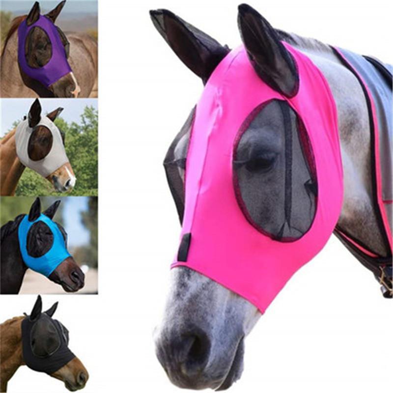 1pc Anti-Fly Mesh Equine Mask Horse Mask Stretch Bug Eye Horse Fly Mask with Covered Ears Horse Fly Mask Long Nose with Ears