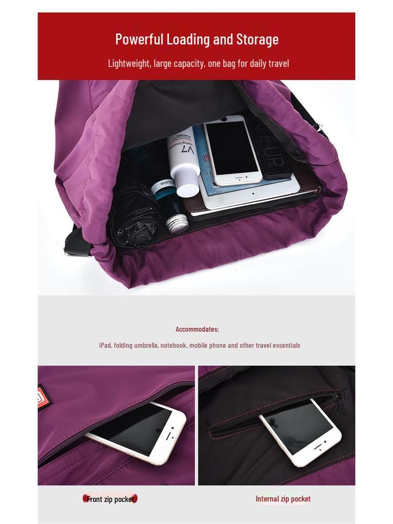 Vodotěsný batoh se stahovací šňůrkou - Velká kapacita, ležérní školní a cestovní taška pro venkovní aktivity