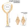 Ingemark Elegant Metal Sequins Long Chain Pendant Necklace Drop Earrings Jewelry Set for Women New Party Luxury Neck Accessories
