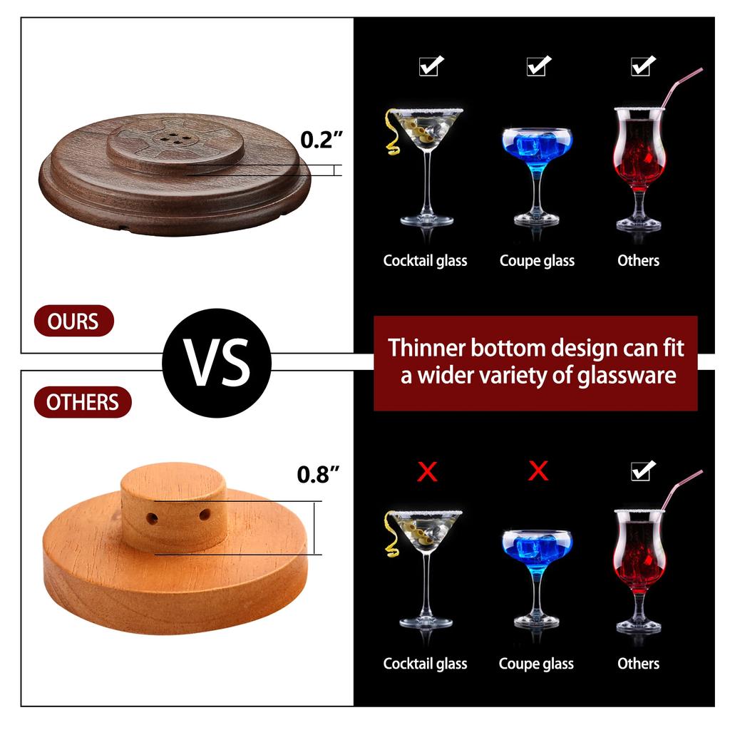 1 Pcs Solid Wood Smoker Lid Whisky Aroma Enhancer Smoke Cocktail Maker Bar Tool Kitchen Home Use Kit Cocktail Accessories
