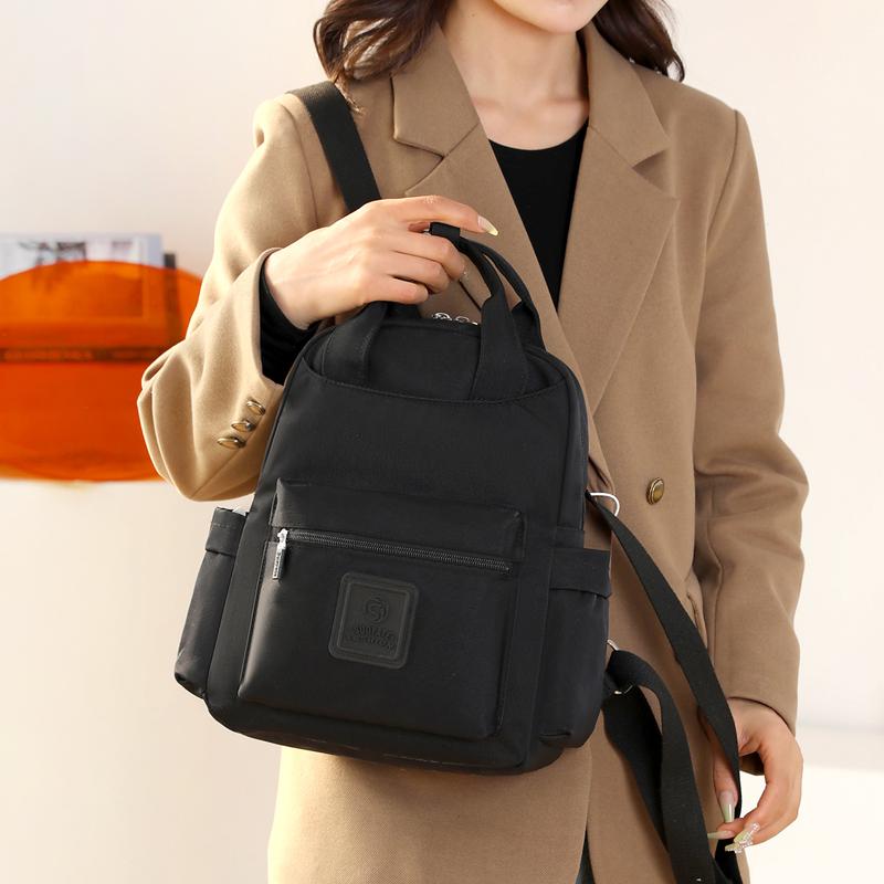 Nylonowa torba Damski plecak Plecak o dużej pojemności w jednolitym kolorze