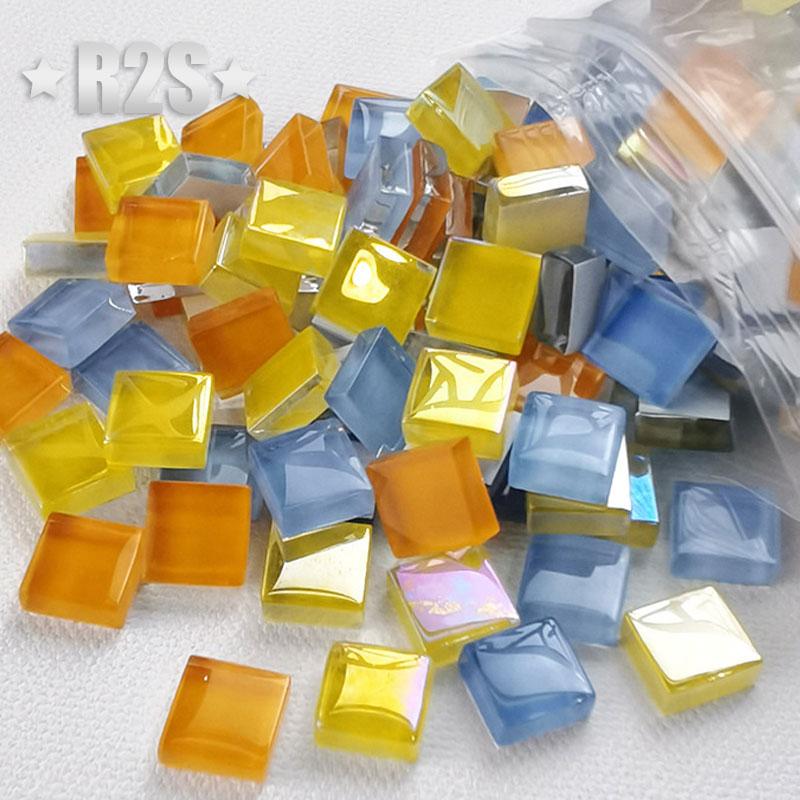 100g Mixed Mosaic Pieces Assorted Color Square Glitter Glass Mosaic Tiles for DIY Crafts Supplies Blue Purple Green Arte