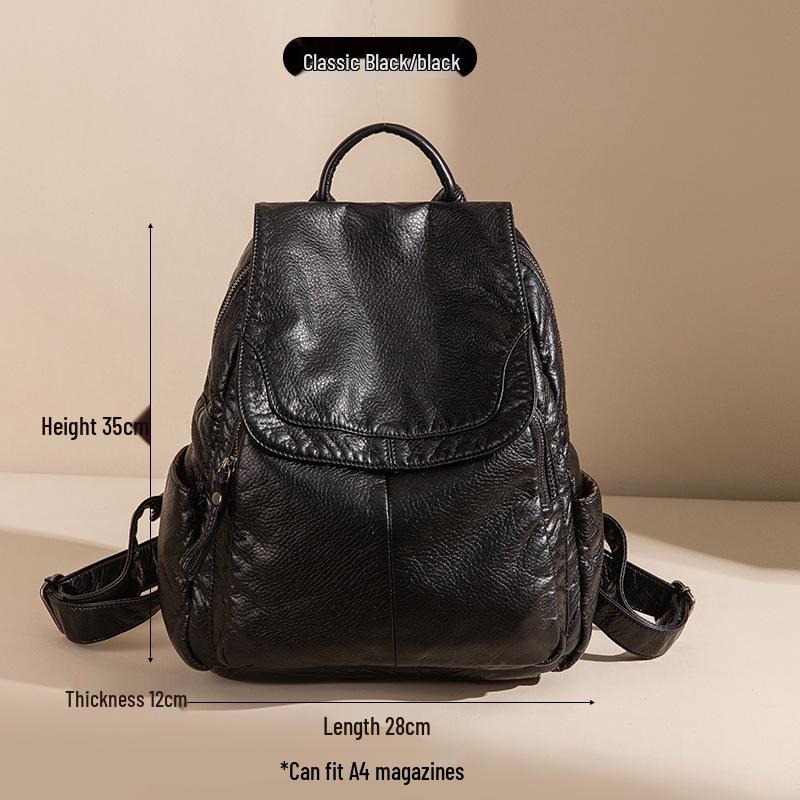 Женский Большой Мягкий Кожаный Рюкзак - Повседневный Дорожный и Студенческий