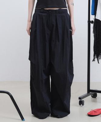 Nigaennikol Volume Tuck Wide Pants_Black