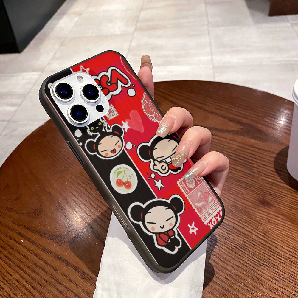 Popular Animation P-Pucca Phone Case For IPhone 17 16 15 11 12 13 14 Pro Max Soft Corrugated Silicone Cover Case