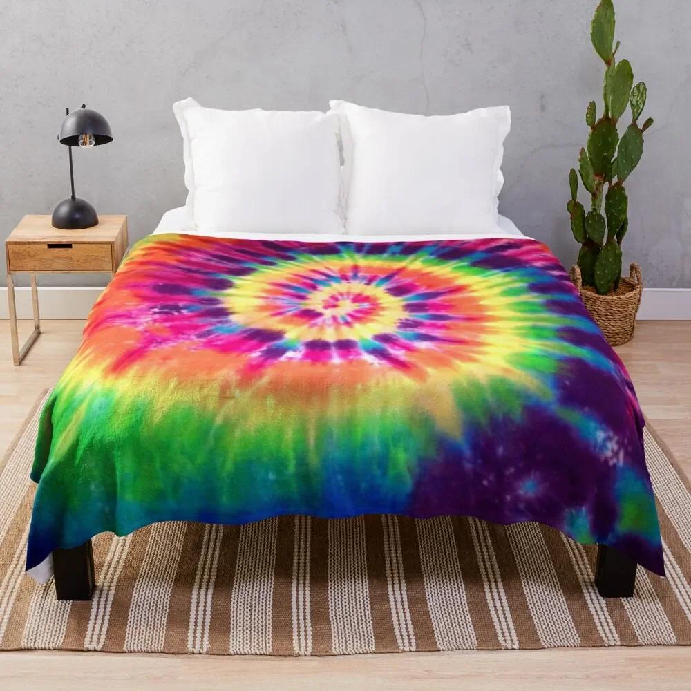 Tie Dye Colourful Flannel Throw Blanket Abstract Art Blanket Lightweight Super Soft for Bed Sofa Couch Decor for Kids Boys Girls