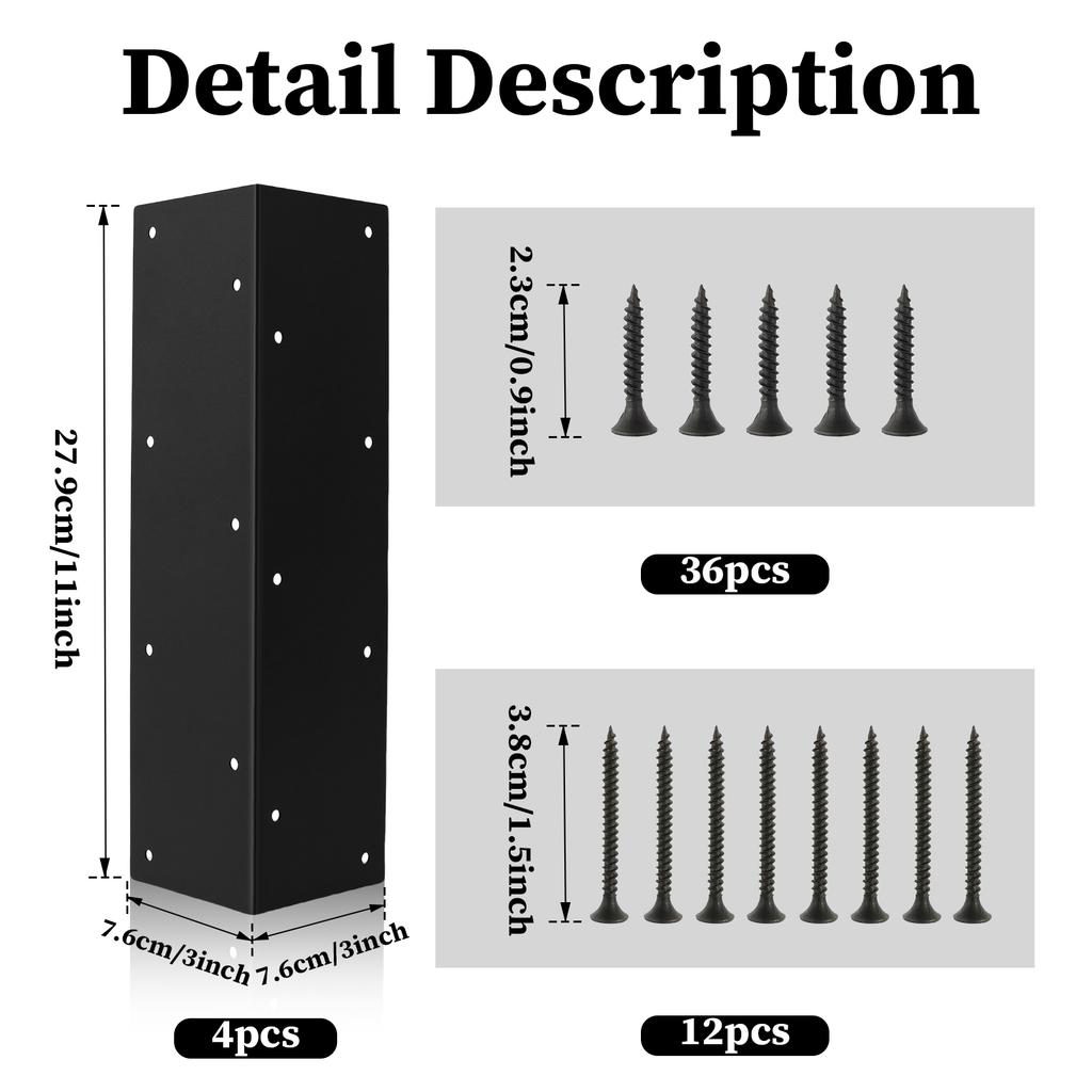 4Pcs Garden Bed Corner Bracket Noise Free Metal Garden Bed Corner Bracket Connector with Screws Rustproof Furniture Right Angle