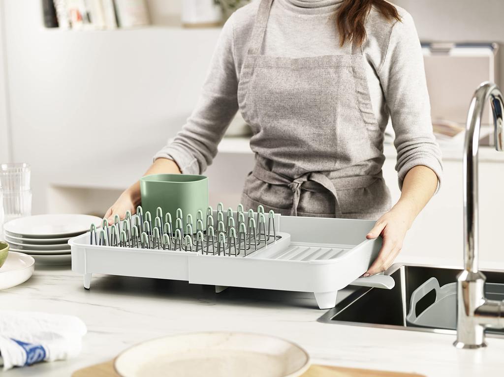 Joseph Joseph Extendable Dish Drainer, Stone/Sage, 851652 (Authentic)