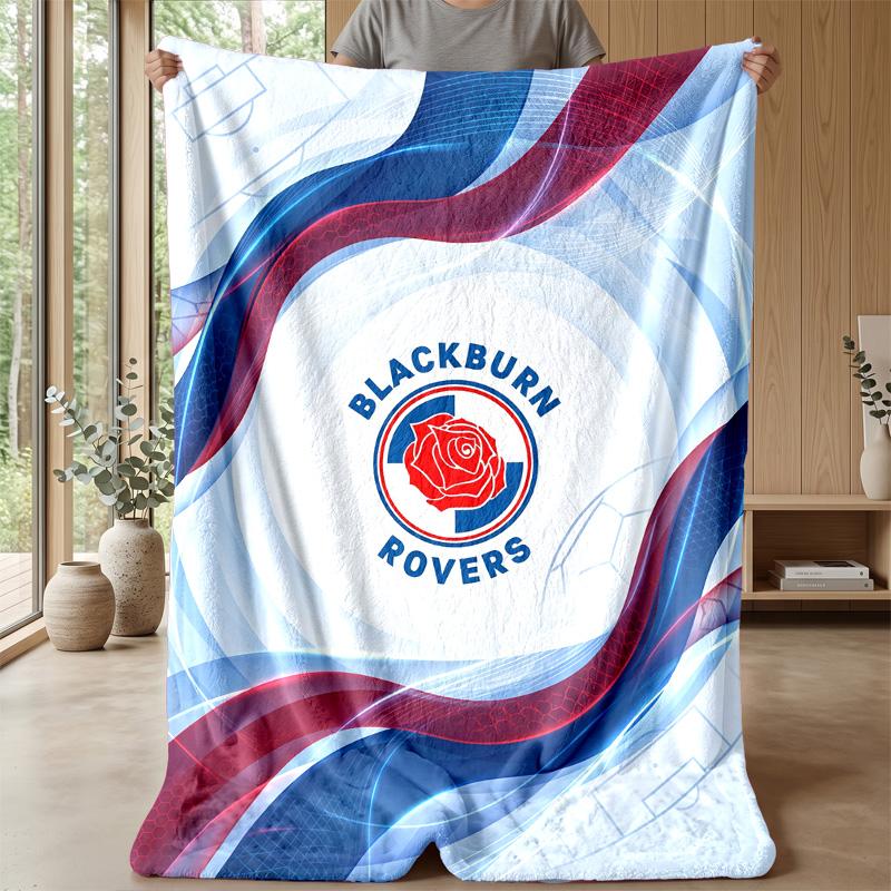 Blackburn Rovers Football Print Flannel Blanket, Soft Warm Lightweight Throw Blanket for Sofa Bed Camping