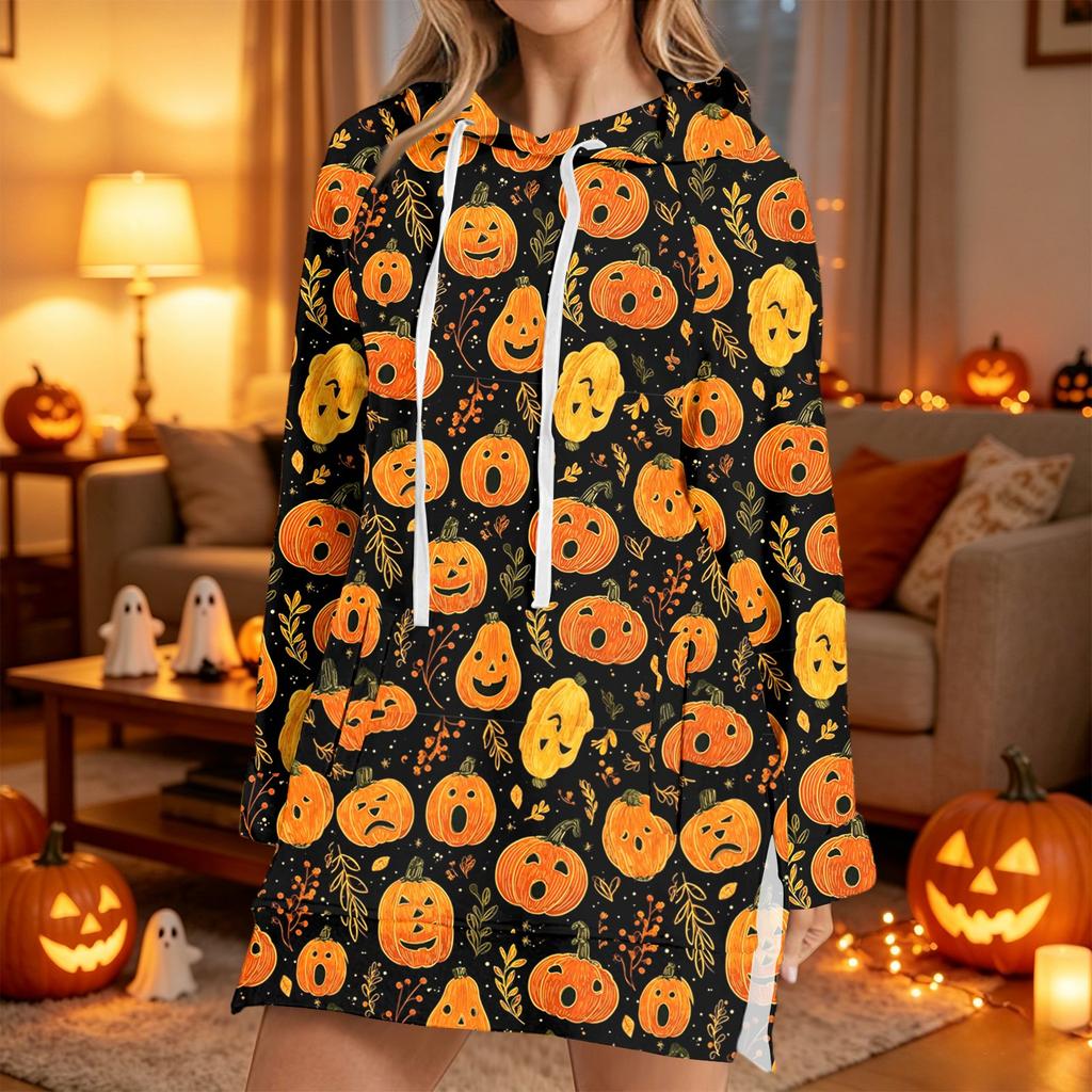 Women's Casual Long Sleeve Halloween Print Hoodie Pullover Top