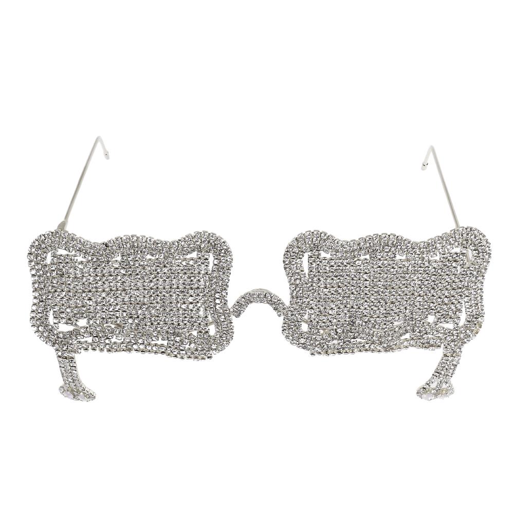 Stonefans Wavy Square Eyeglass Frame Snake Pendant Fashion Jewelry Collapsible Full Rhinestone Sunglasses Frame Face Accessories