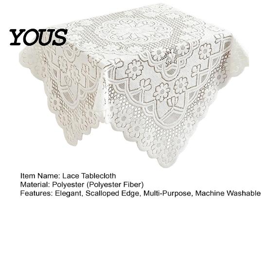 Non-slip Tablecloth White Lace Tablecloth, Square Scalloped Floral Doily, Elegant Vintage Home Decor Table Cover for Nightstand End Tea Party Durable
