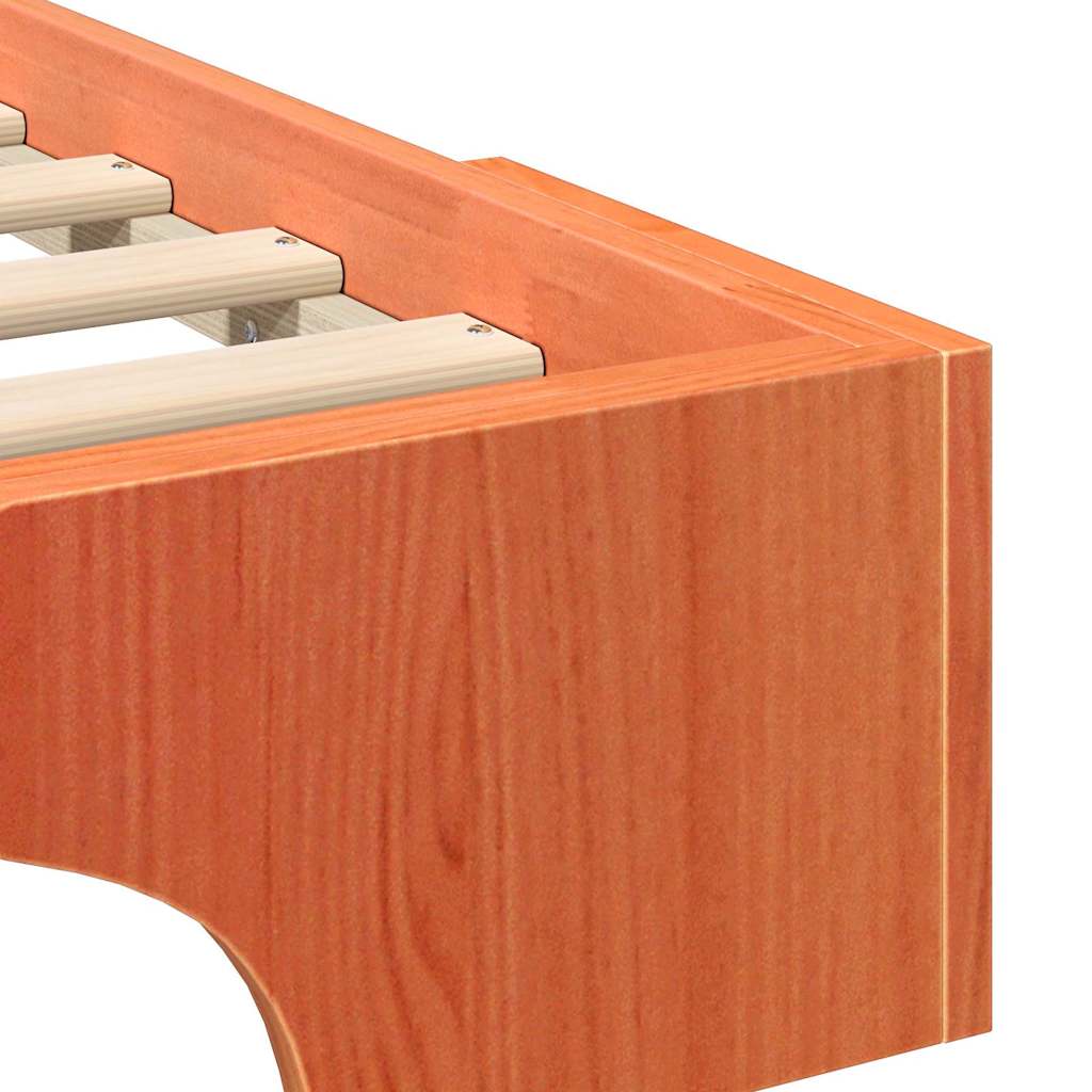 Brown Bed Frame 140 x 220 cm Solid Pine Wood