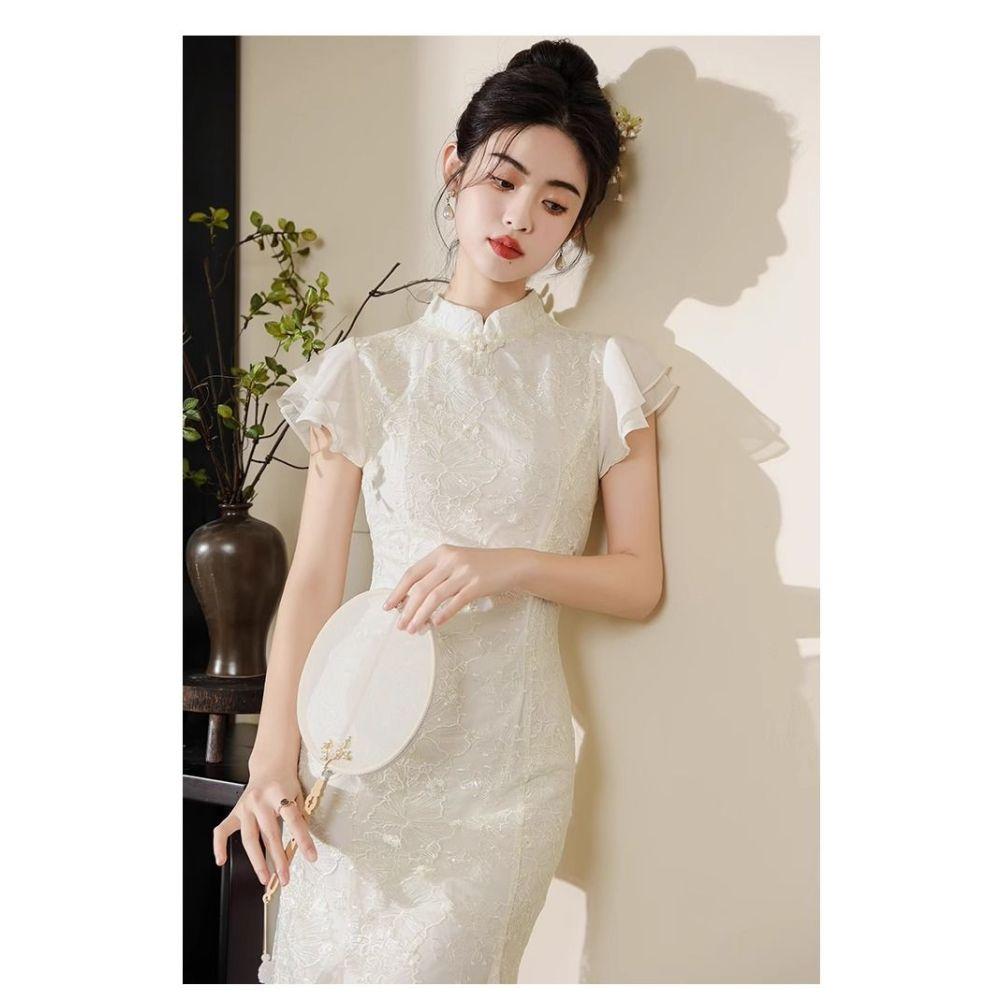 Chinese Style Fishtail Dress, Women's Summer Dress, Bridesmaid Dress, Daily Dress