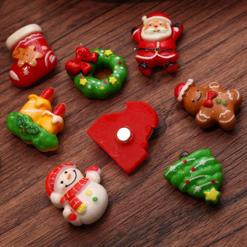 8/9 Stück Harz Weihnachts-Kühlschrankmagnete Cartoon Weihnachtsmann Schneemann Weihnachtsbaum Kühlschrankmagnet Dekorationen Neujahrsgeschenk