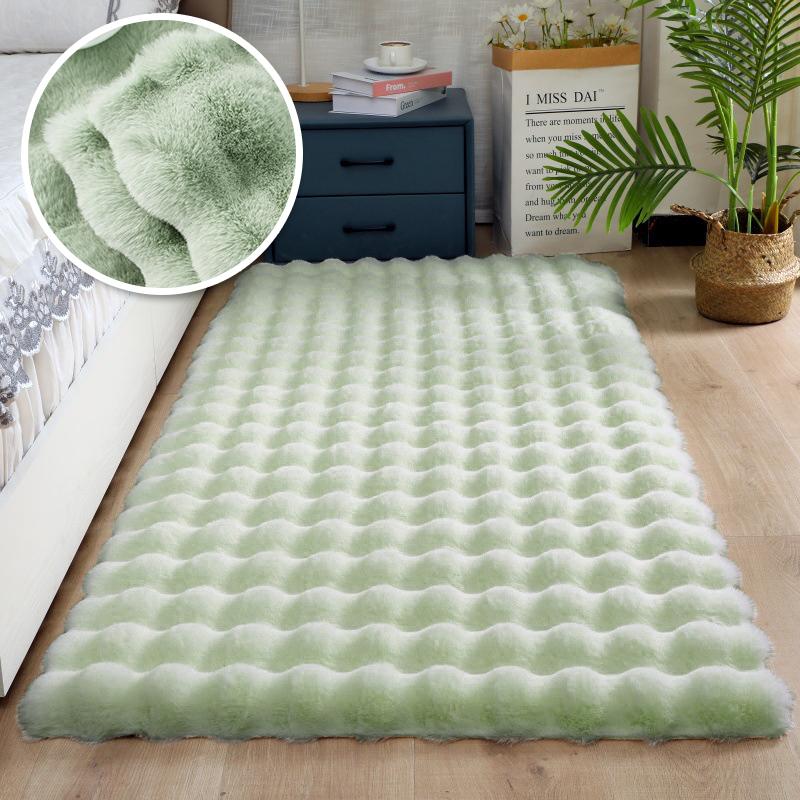 

Thicken Rabbit Plush Rug Velvet Floor Mat For Bedroom Rugs Bedside Bed Super Soft Winter Warm Carpets Kids Room Blanket Decor 45x45cm зелений