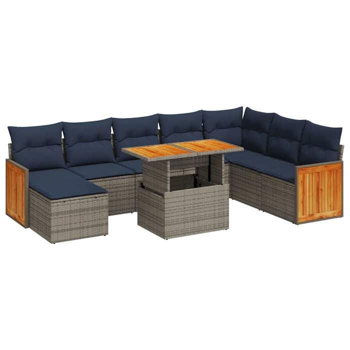 VidaXL 11-piece Garden Sofa Set and Cushions Rattan Acacia 3327750